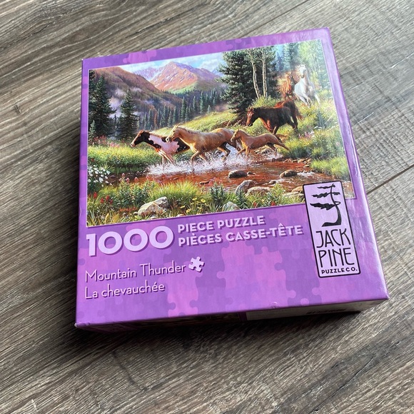 ⚠️ 1000 piece Jack Pine Puzzle “Mountain Thunder” with horses and mountain theme - Picture 1 of 3